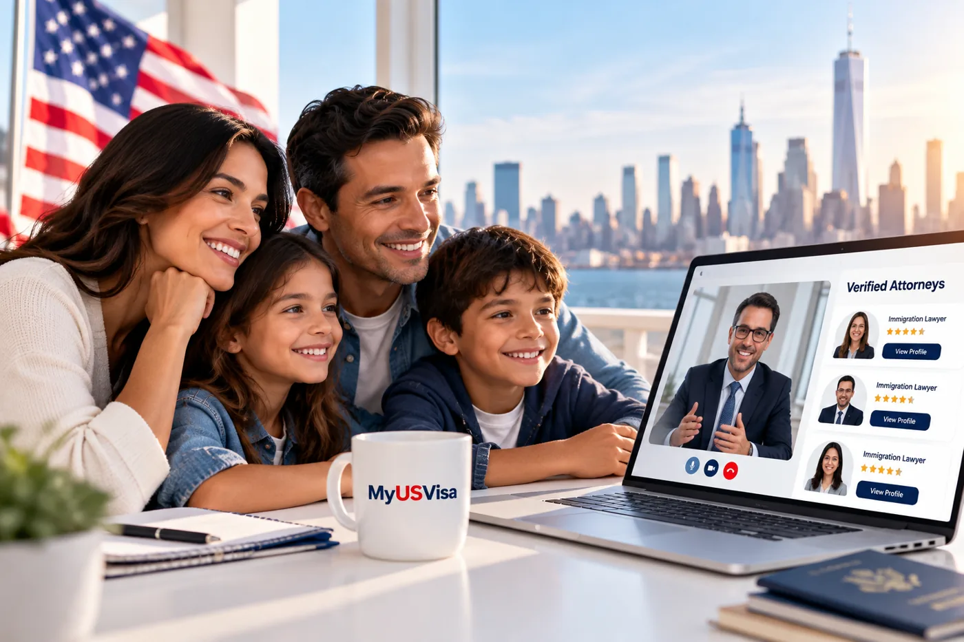Family comparing verified immigration attorneys online